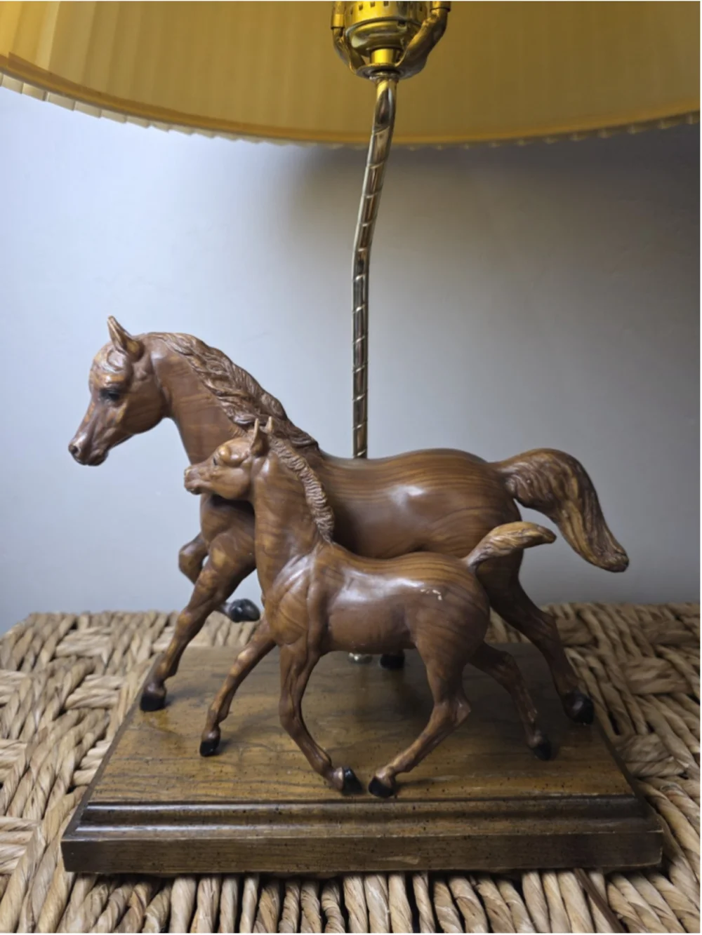 VTG Breyer Ranch Craft Running Mare & Foal Woodgrain Lamp Dunning 1960s Horse
